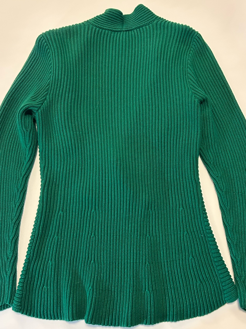 Lauren Ralph Lauren Green Ribbed Shawl-Collar Cardigan Double Breasted SZ L EUC - Picture 12 of 13